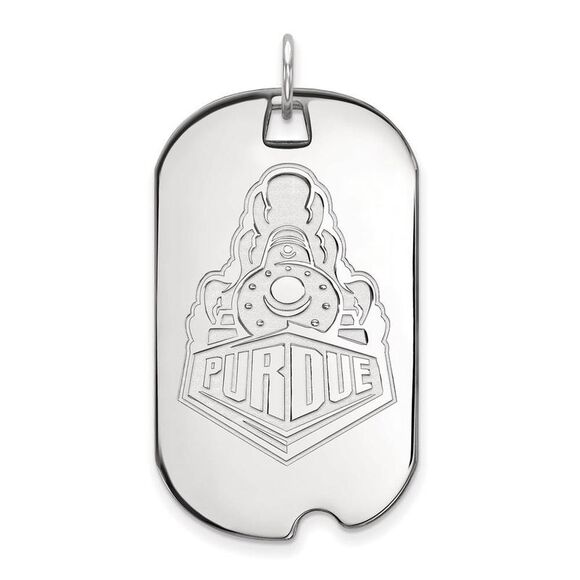 10k White Gold Purdue Large Logo Dog Tag Pendant